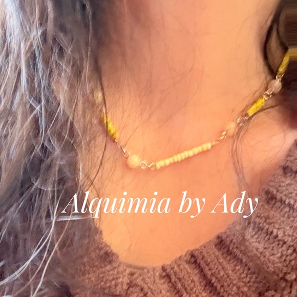 Beaded chain citrine choker minimalist necklace - Picture 6 of 6